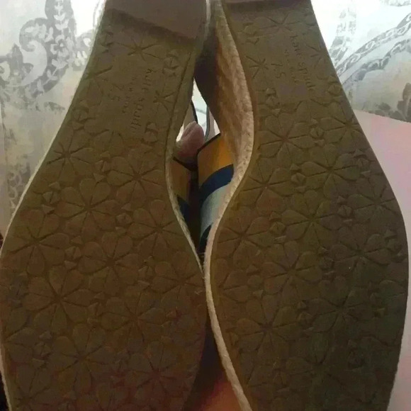 Kate Spade Multi Colored Striped Sling Back Espadrille Sandals w/ Bow Sz 7.5 - Picture 5 of 7